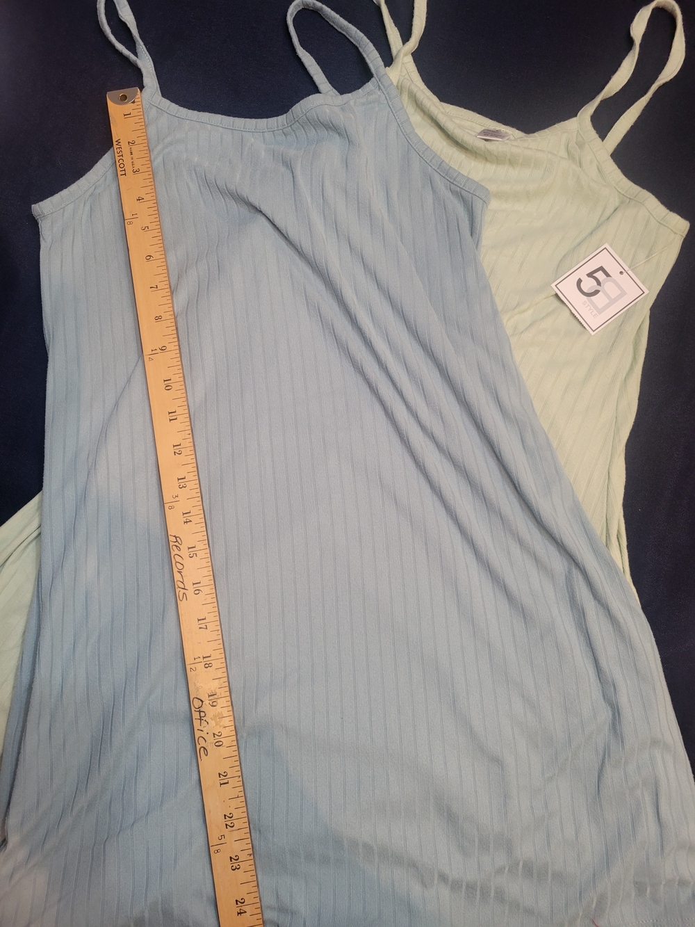Light Blue Ribbed Spaghetti Strap Tank Dress